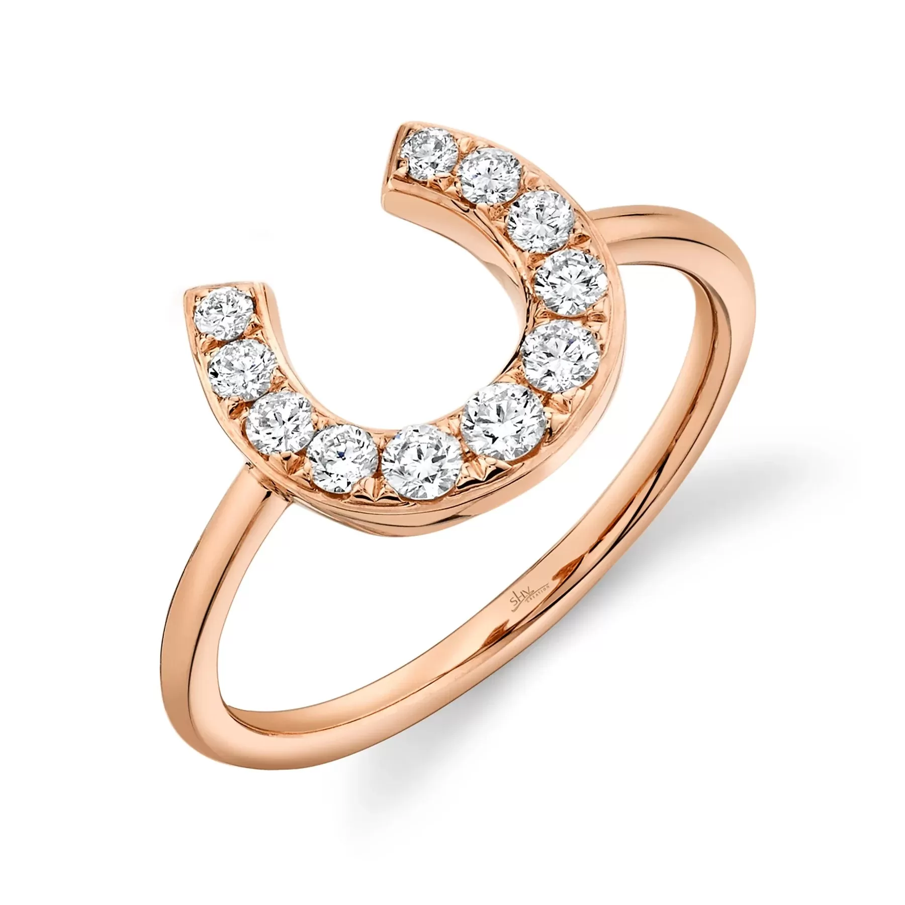 14K Rose Gold 0.36 Carat Total Weight Diamond Horseshoe Ring