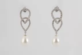 14k White Gold 0.270tcw Diamond & Pearl Earrings (6.90g.)