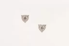 14k White Gold 0.52tcw Diamond Heart Stud Earrings (1.47g.)