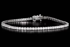 14K White Gold 2.5 Carat Total Weight Round Diamond Tennis Bracelet