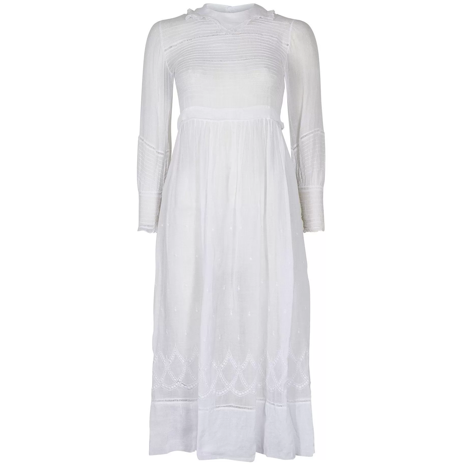 1910s White Cotton Muslin Tea Dress