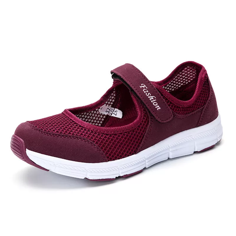 2020 Women Sneakers Summer Mesh Shoes Female Flats Casual Shoes Breathable Footwear Hook & Loop Fash