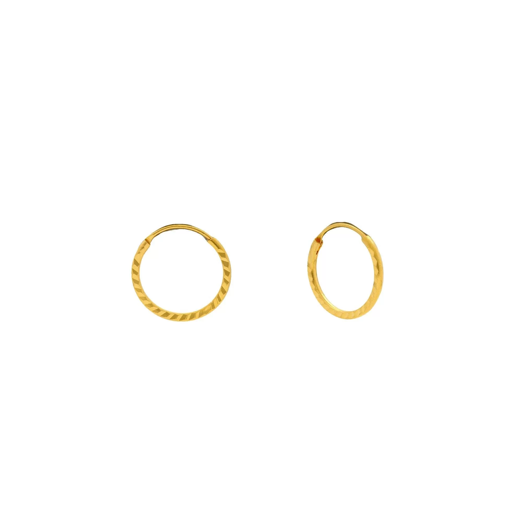 22K Yellow Gold Hammered Hoops, 1.2 Grams