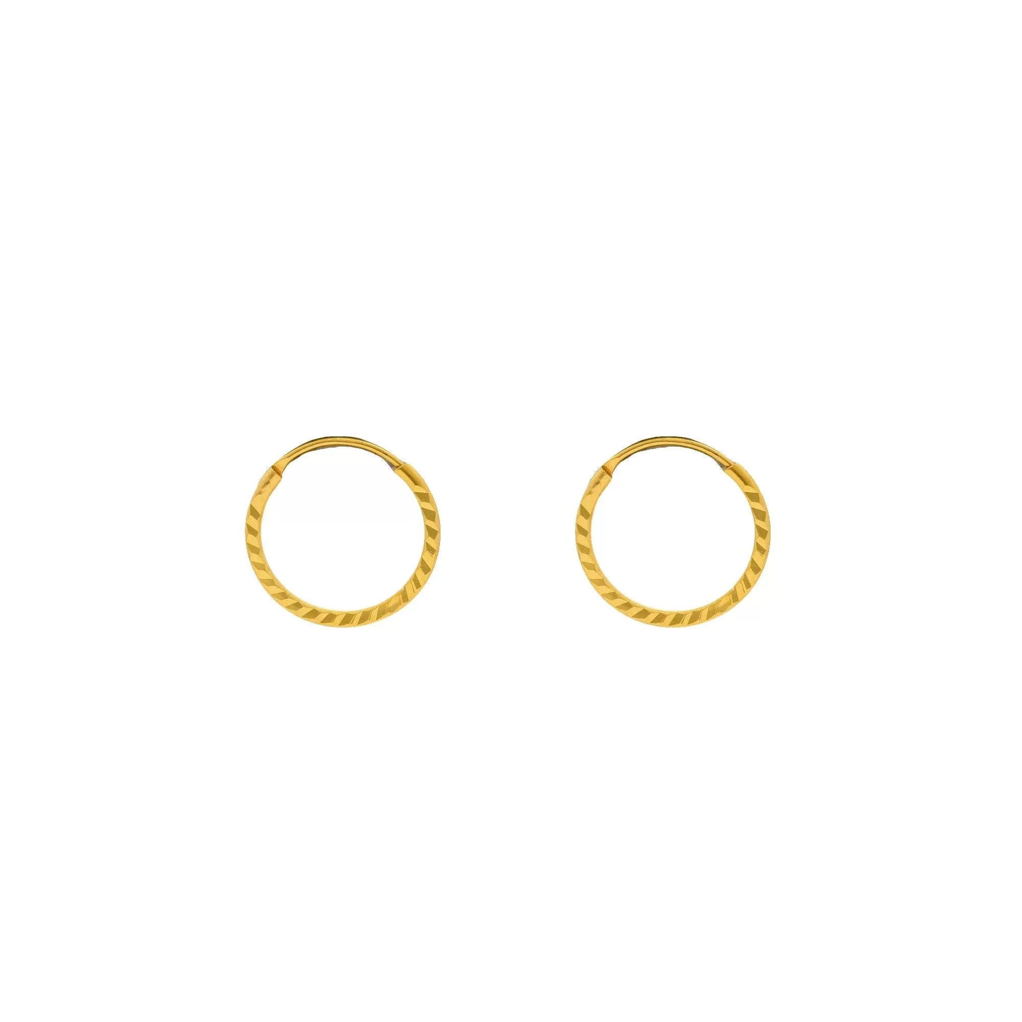 22K Yellow Gold Hammered Hoops, 1.2 Grams