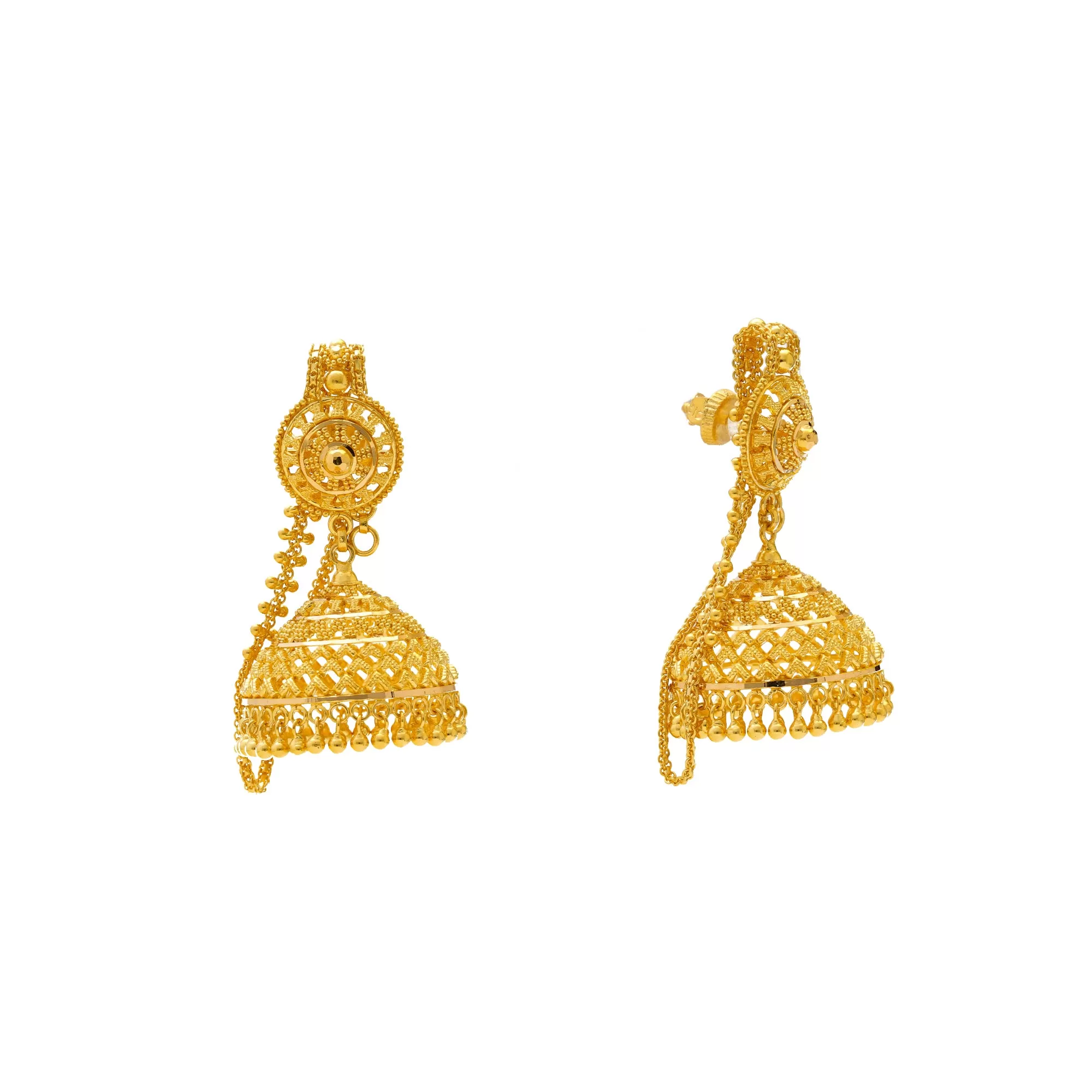 22K Yellow Gold Jhumki Earrings (23.6gm)