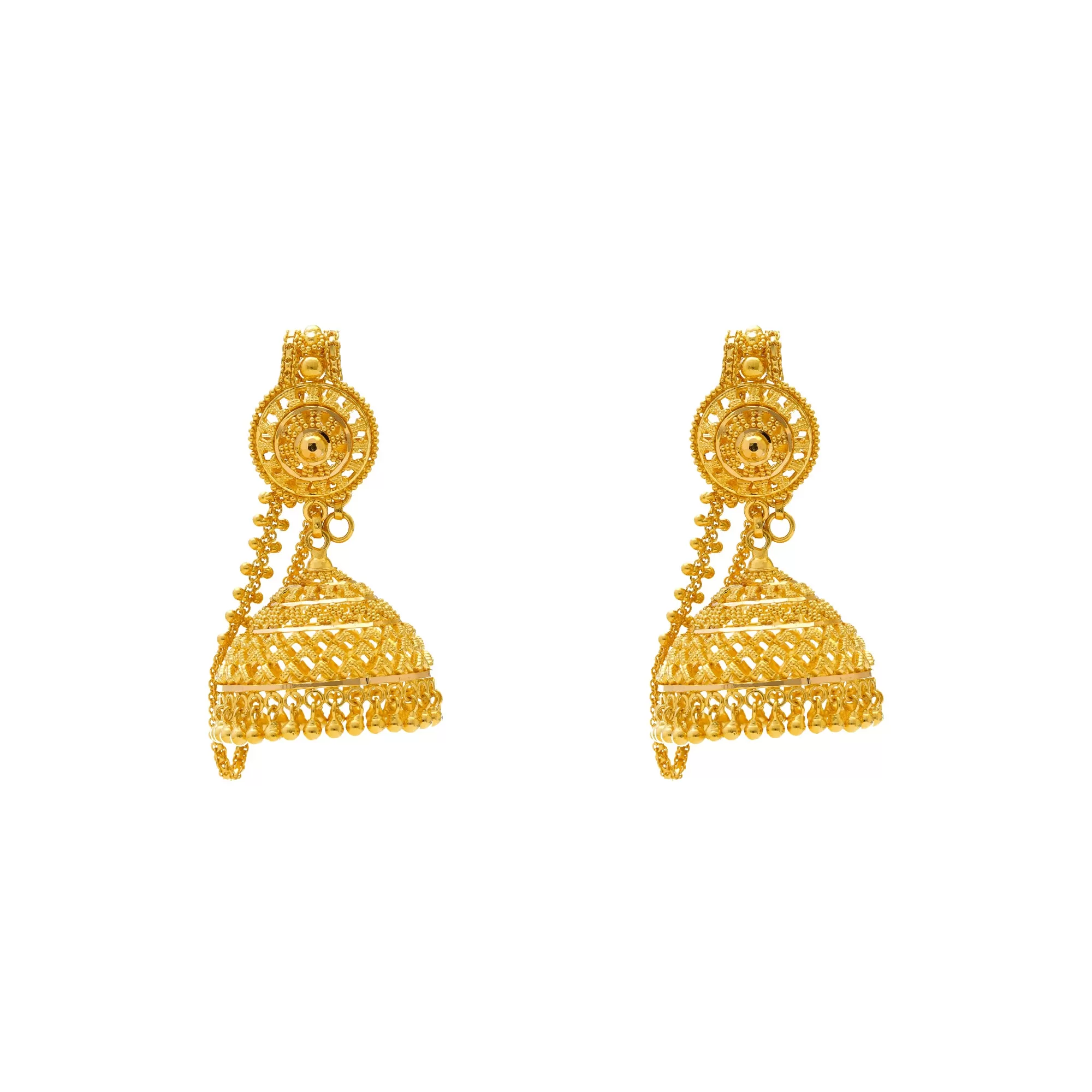 22K Yellow Gold Jhumki Earrings (23.6gm)