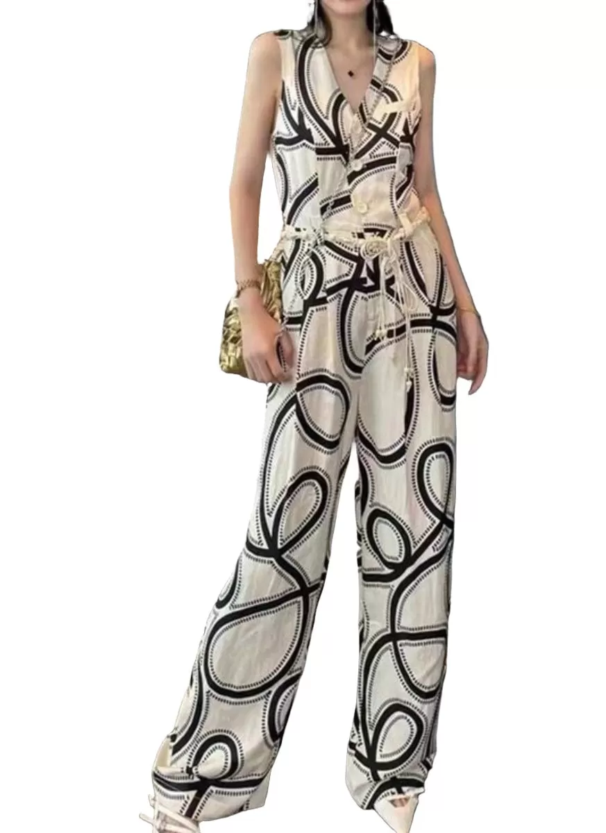 7240001 V-Neck Sleeveless Slimming Jumpsuit *Last Piece