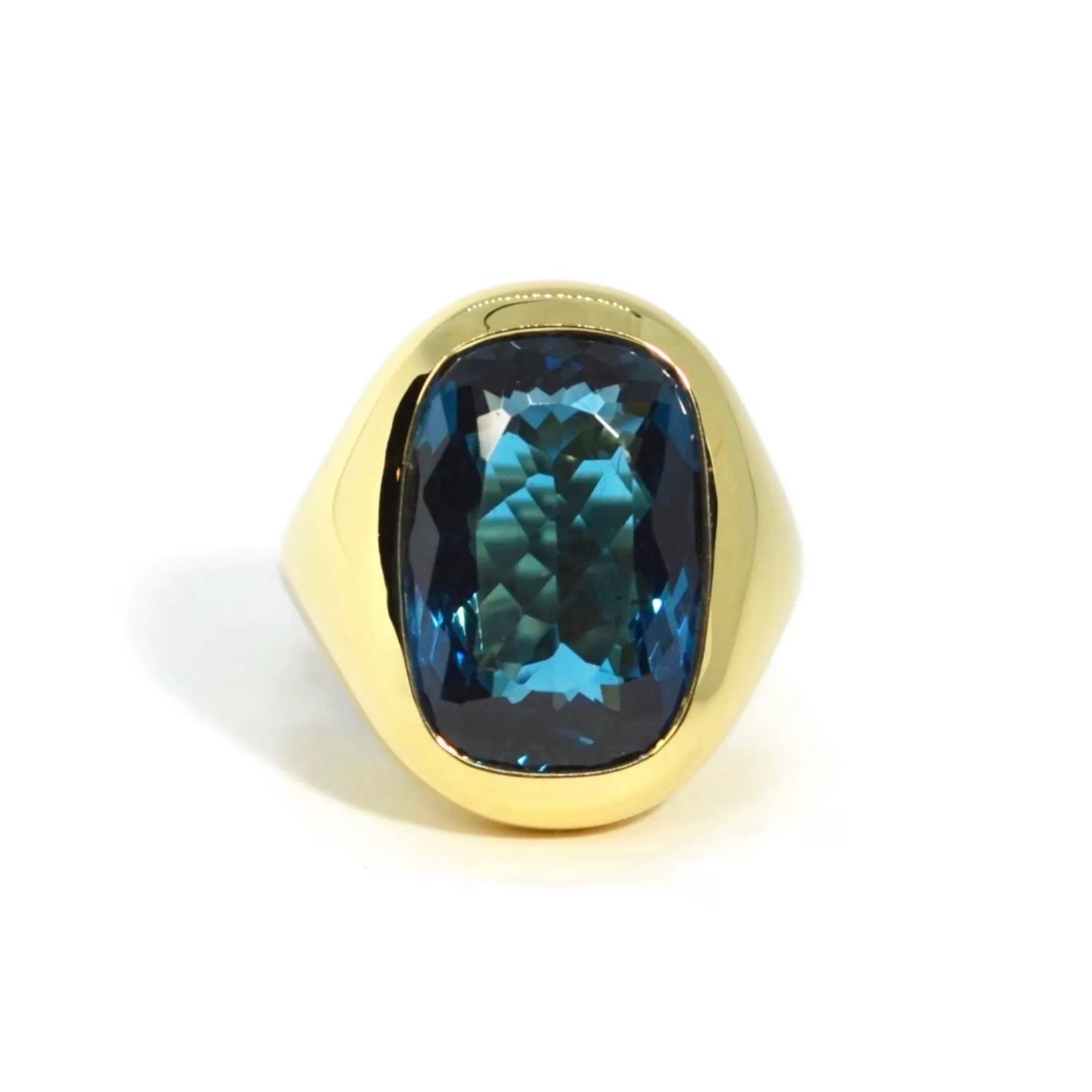 A & Furst - Essential - Cocktail Ring with London Blue Topaz, 18k Yellow Gold