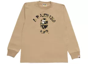 A Bathing Ape 1st Camo Camo College L/S Tee in Beige xld