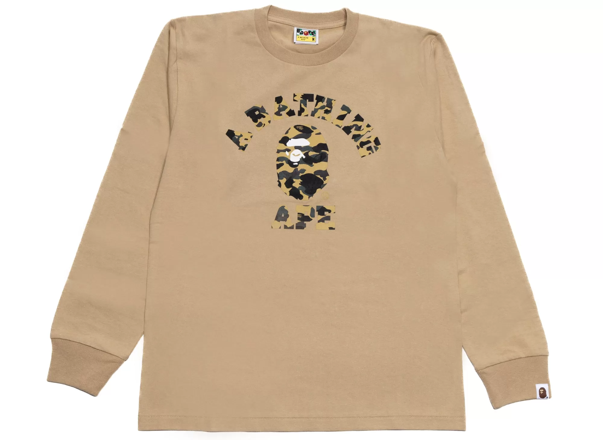 A Bathing Ape 1st Camo Camo College L/S Tee in Beige xld