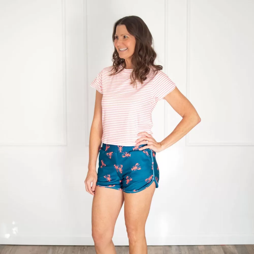 Adult Short Lounge Crop Set - Navy Crawfish