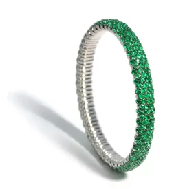 AFJ Diamond Collection - Flexible Bracelet with Emeralds, 18k White Gold