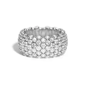 AFJ Diamond Collection - Flexible Ring with White Diamonds, 18k White Gold