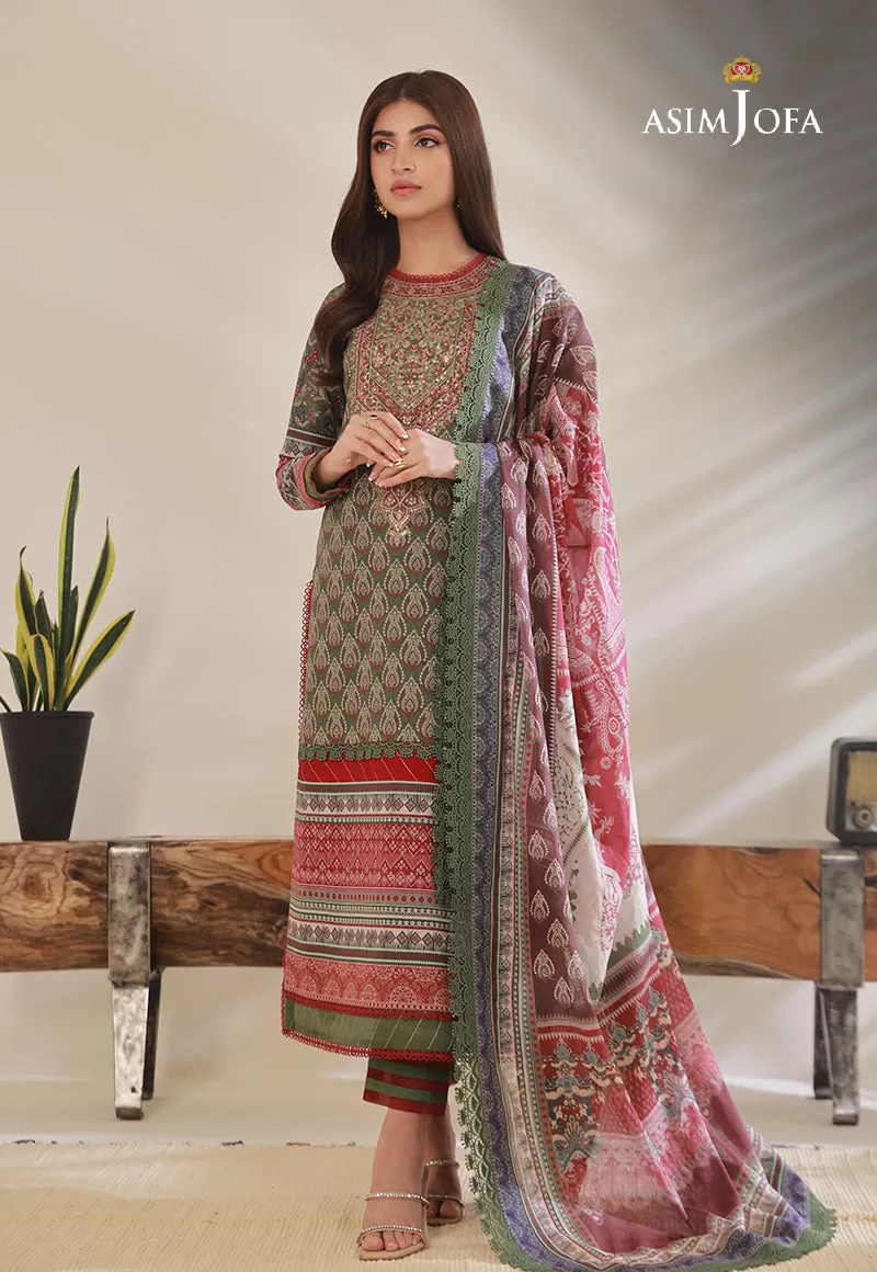 AJBP-08 Designers Stitched EMBROIDERED CAMBRIC 3 PCS