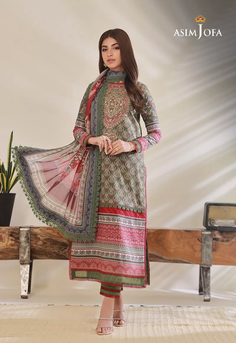 AJBP-08 Designers Stitched EMBROIDERED CAMBRIC 3 PCS