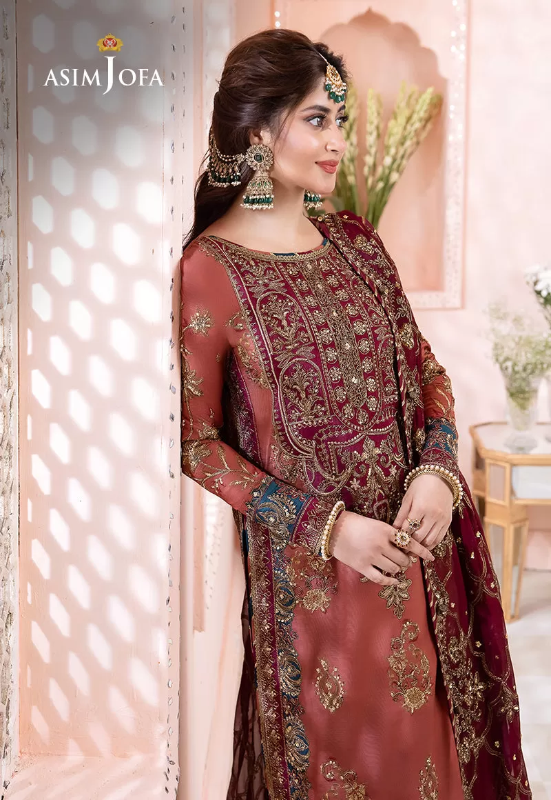 AJCC-01 DESIGNERS STITCHED EMBROIDERED RAW SILK 3 PCS