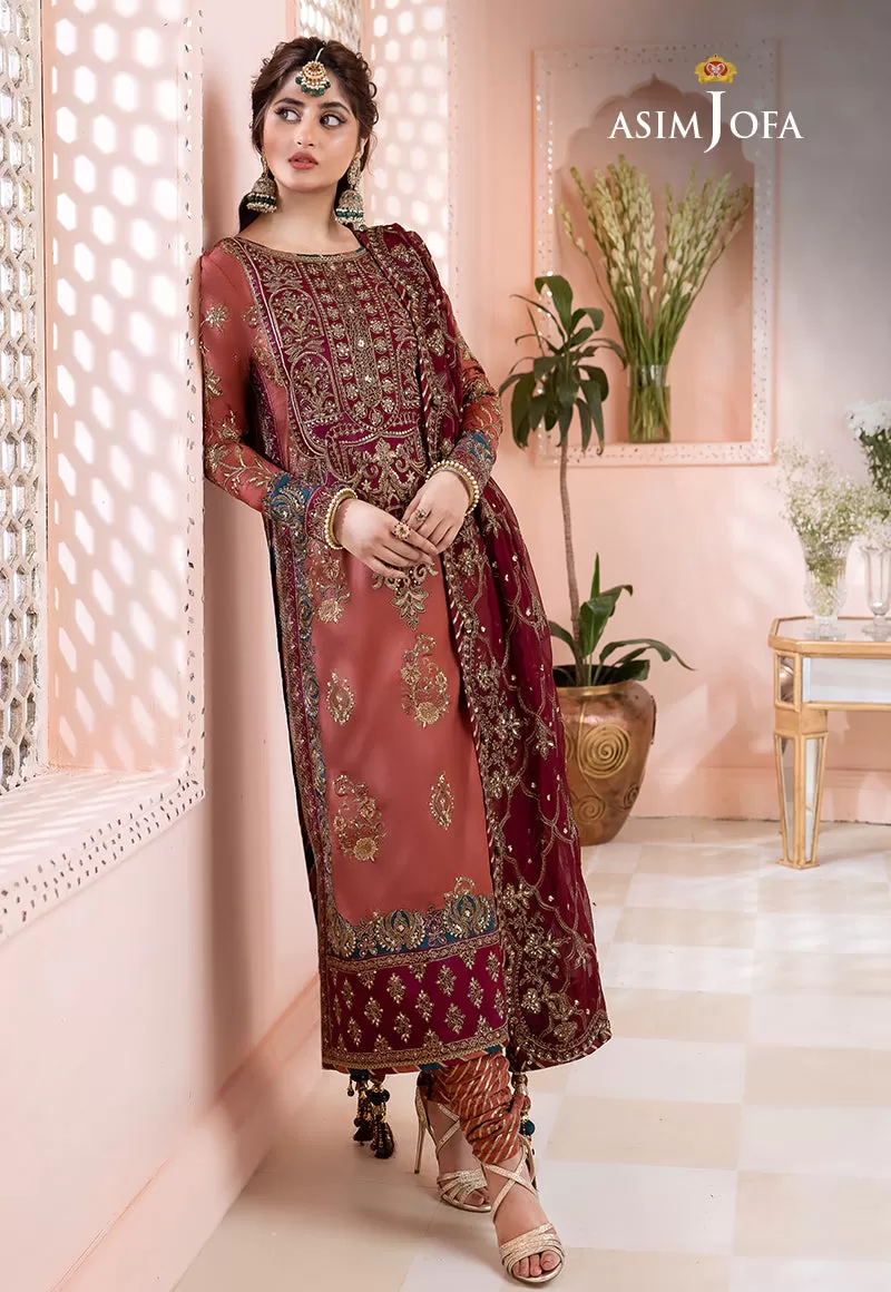 AJCC-01 DESIGNERS STITCHED EMBROIDERED RAW SILK 3 PCS