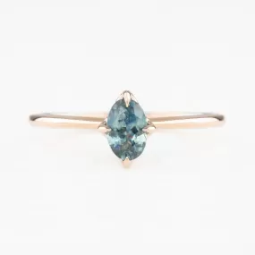 Alice Ring 6mm 0.65ct Blue green Montana Sapphire, 14k Rose Gold