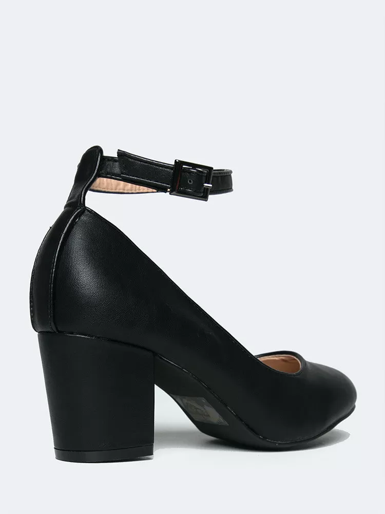 Ankle Strap Round Toe Heel