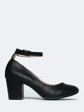 Ankle Strap Round Toe Heel