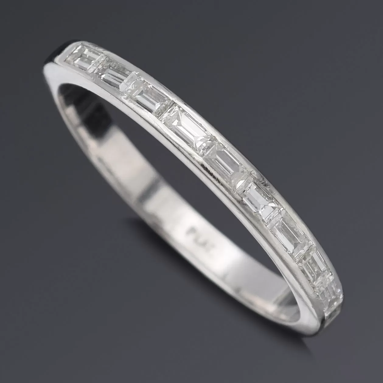 Antique Platinum 0.61 TCW Diamond Baguette Semi-Eternity Band Ring