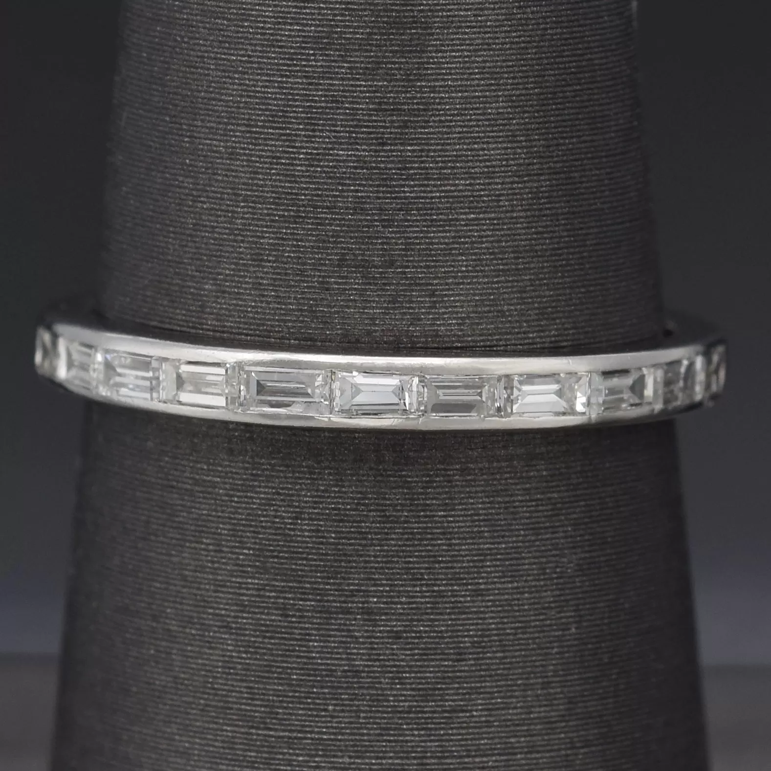 Antique Platinum 0.61 TCW Diamond Baguette Semi-Eternity Band Ring