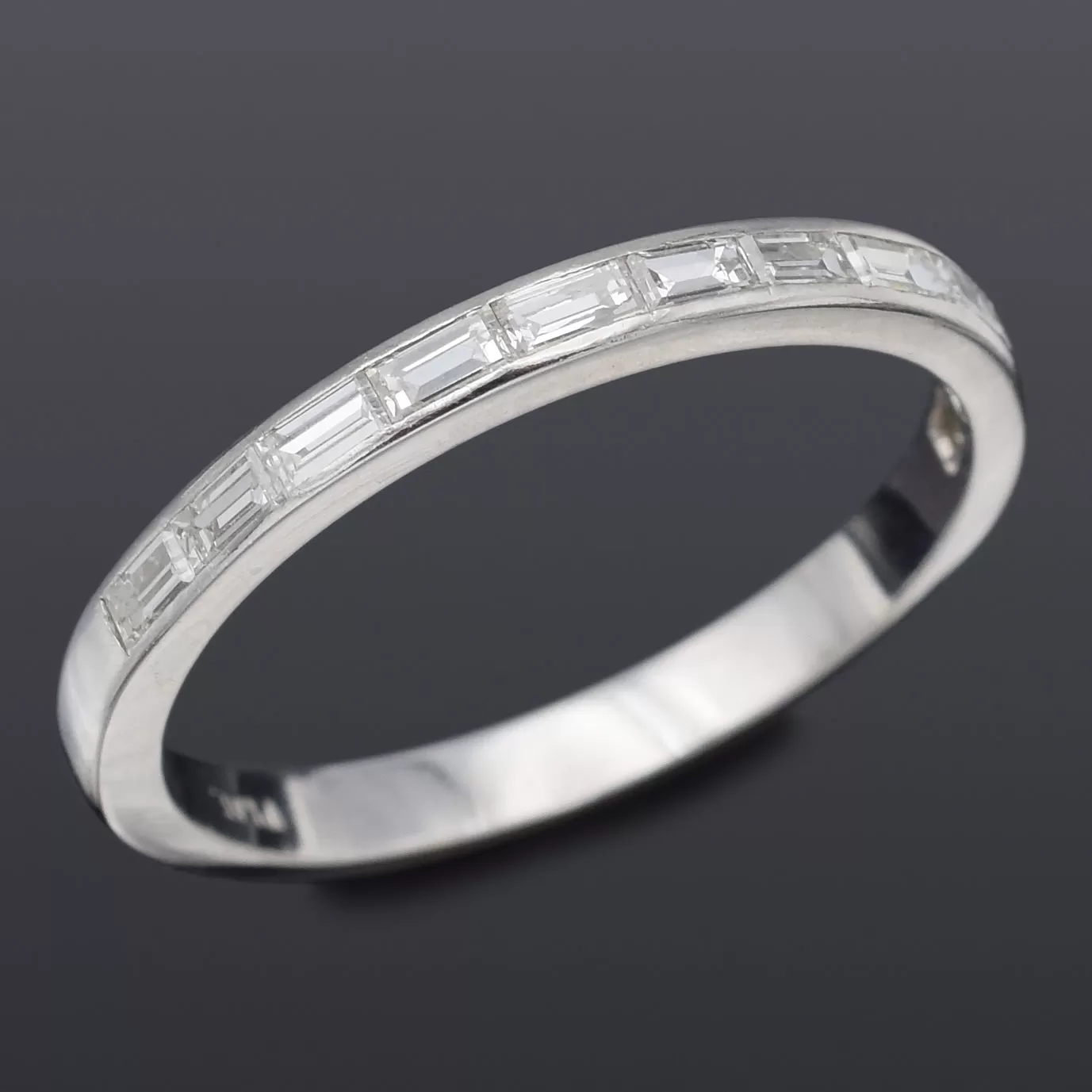 Antique Platinum 0.61 TCW Diamond Baguette Semi-Eternity Band Ring