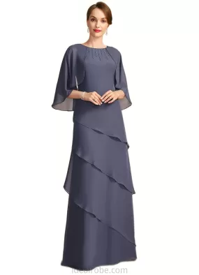 Armani A-line Scoop Floor-Length Chiffon Mother of the Bride Dress With Beading STKP0021735