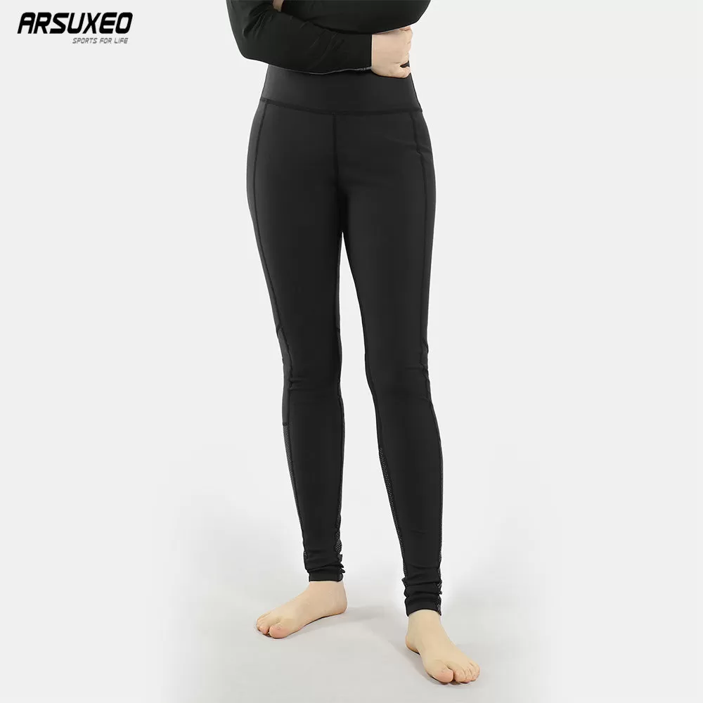 ARSUXEO Women's Active Running Pants Yoga Training Exercise Compression Tights Pants Fitness Legging Reflective P9016