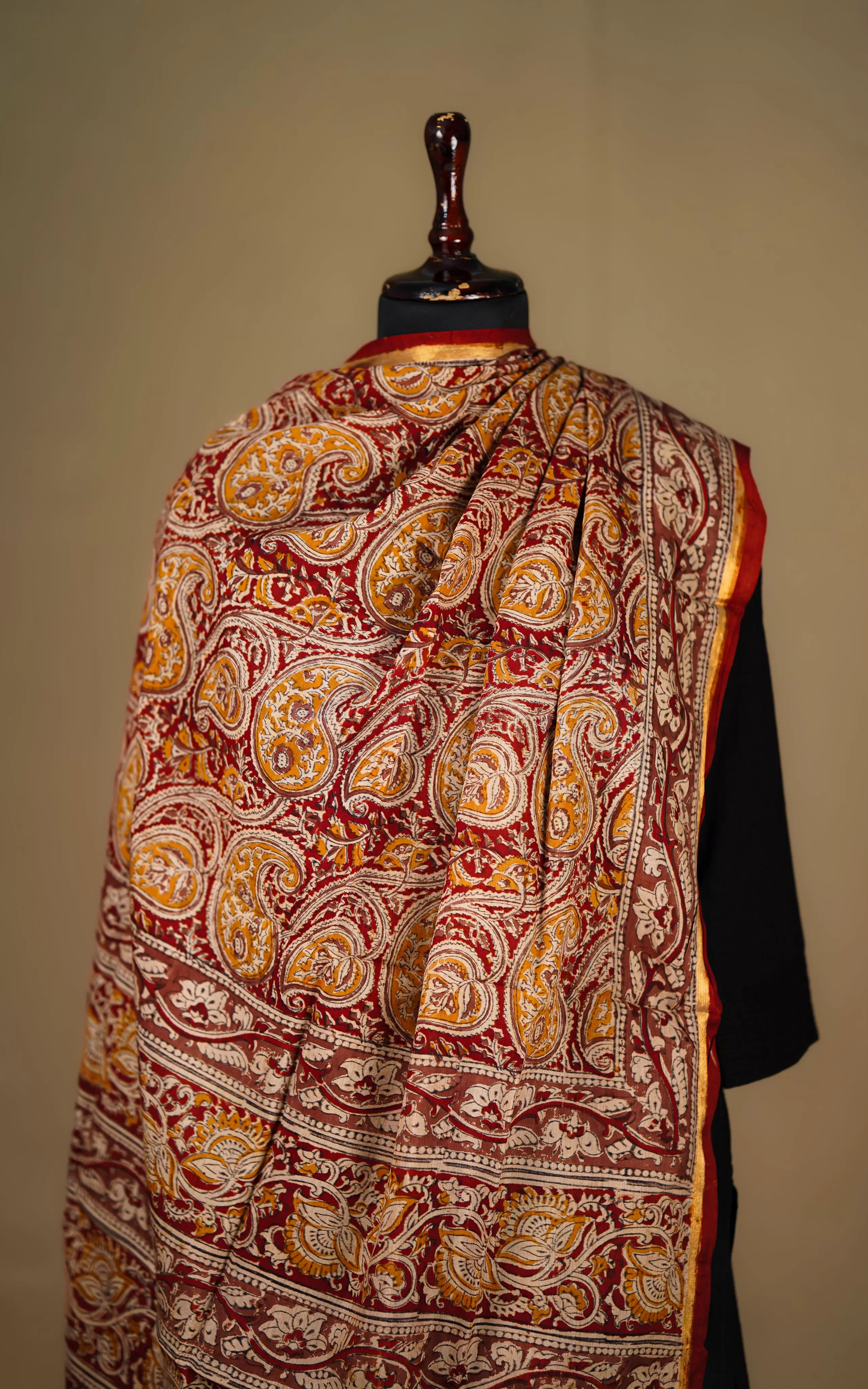 Art Silk Hand Blocked Kalamkari Dupatta 129IOS19