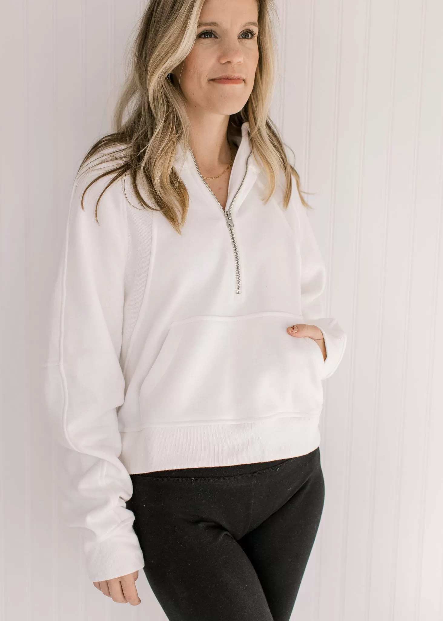 Athleisure Ivory Cropped 1/4 Zip