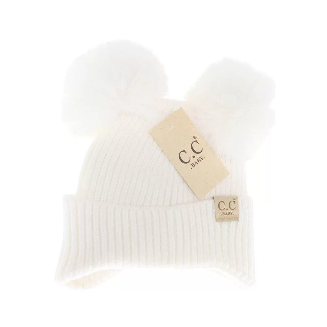 BABY Ear Flap Double Pom C.C Beanie