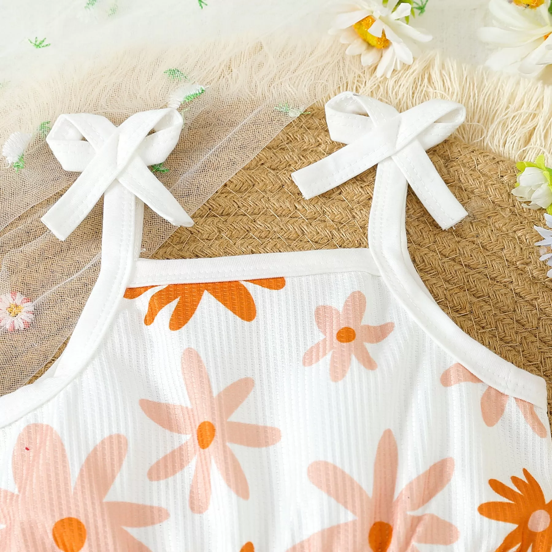 Baby Kid Girls Flower Print Beach Rompers Wholesale 24030175