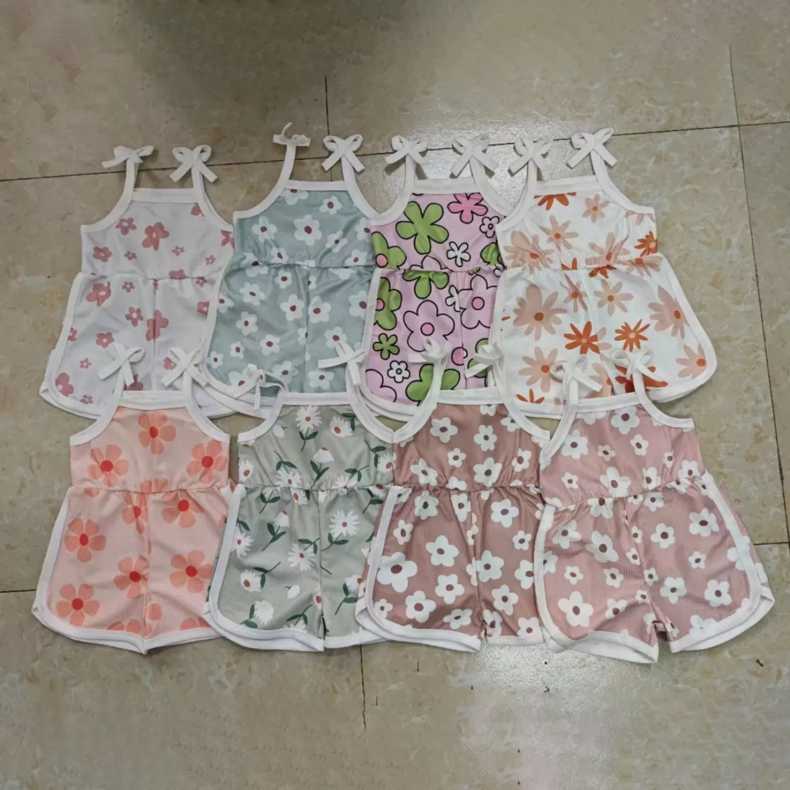 Baby Kid Girls Flower Print Beach Rompers Wholesale 24030175