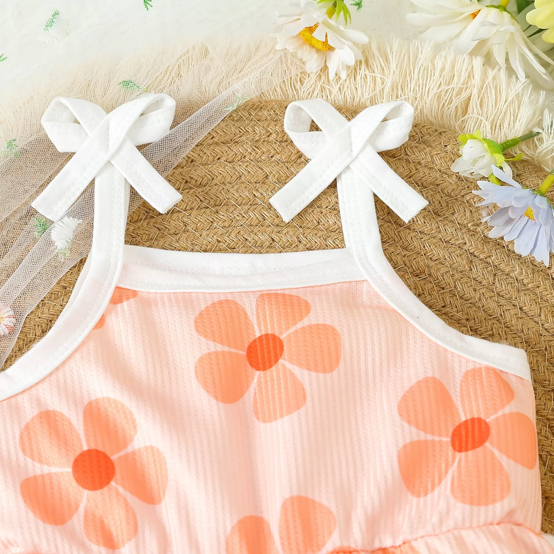 Baby Kid Girls Flower Print Beach Rompers Wholesale 24030175