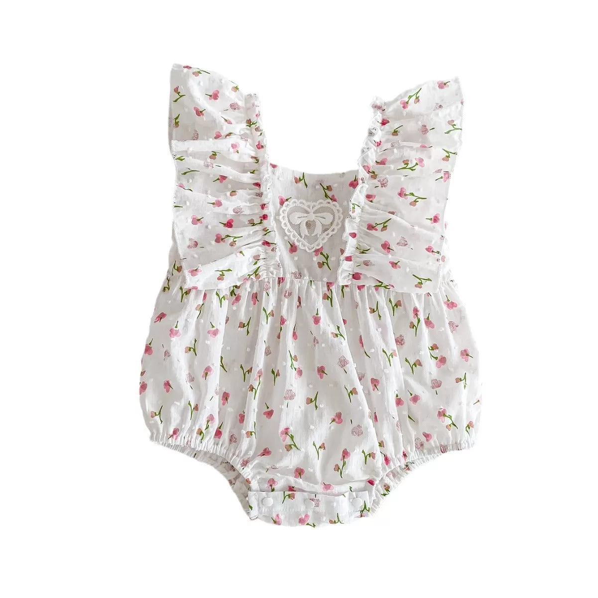 Baby Kid Girls Flower Print Rompers Wholesale 240301146