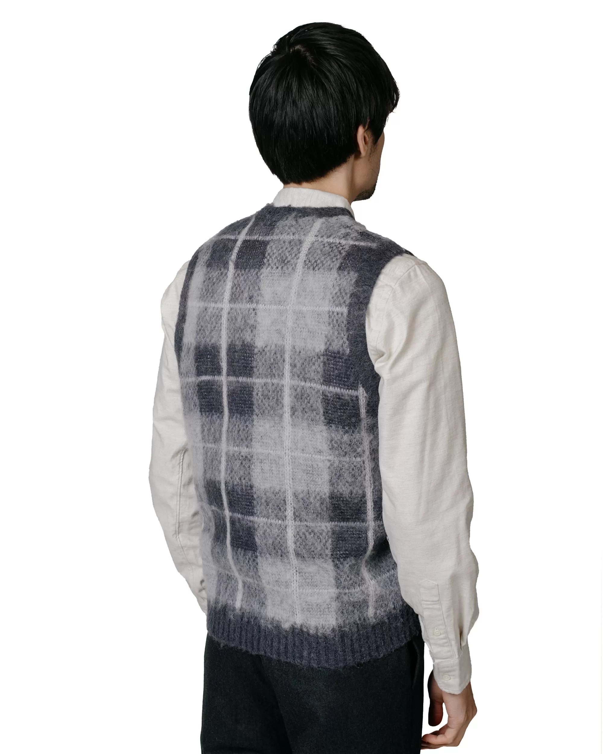 Beams Plus Check Vest Mohair Grey