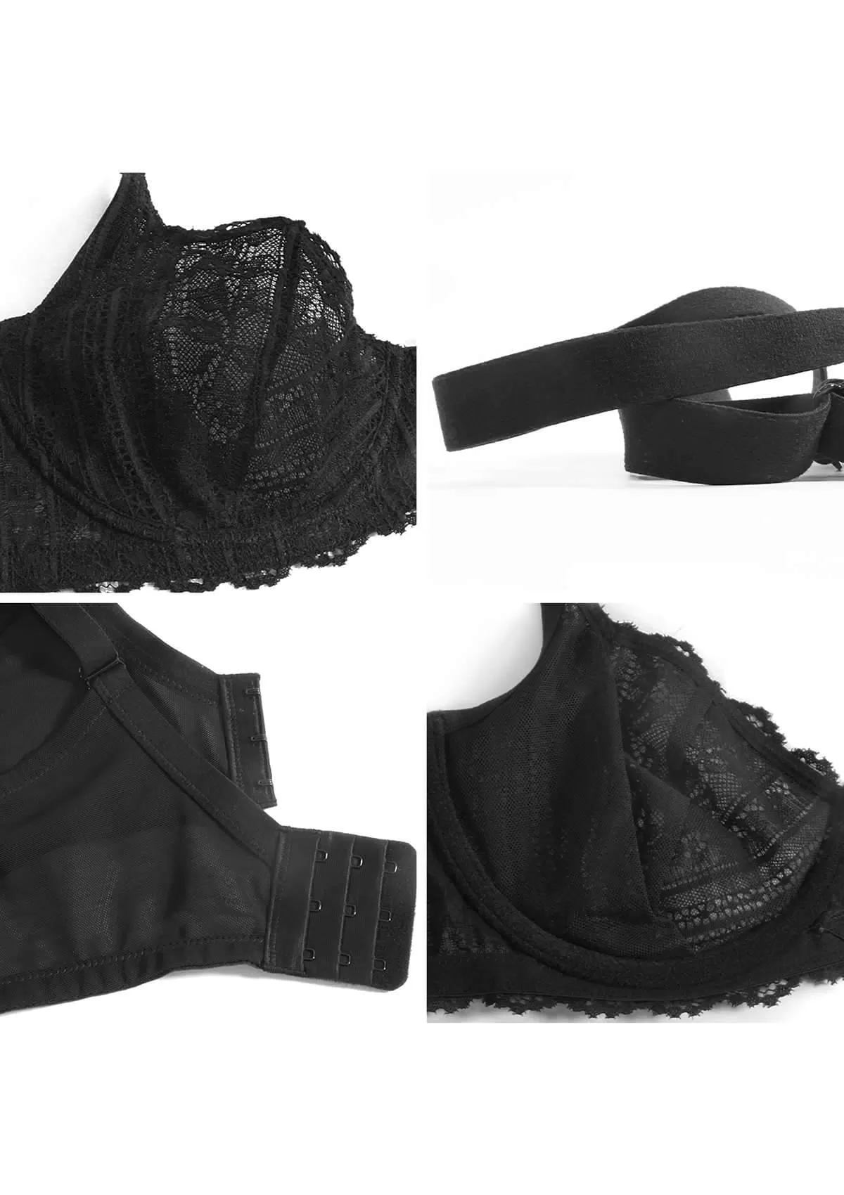 Begonia Black Vertical Lace Minimizer Bra