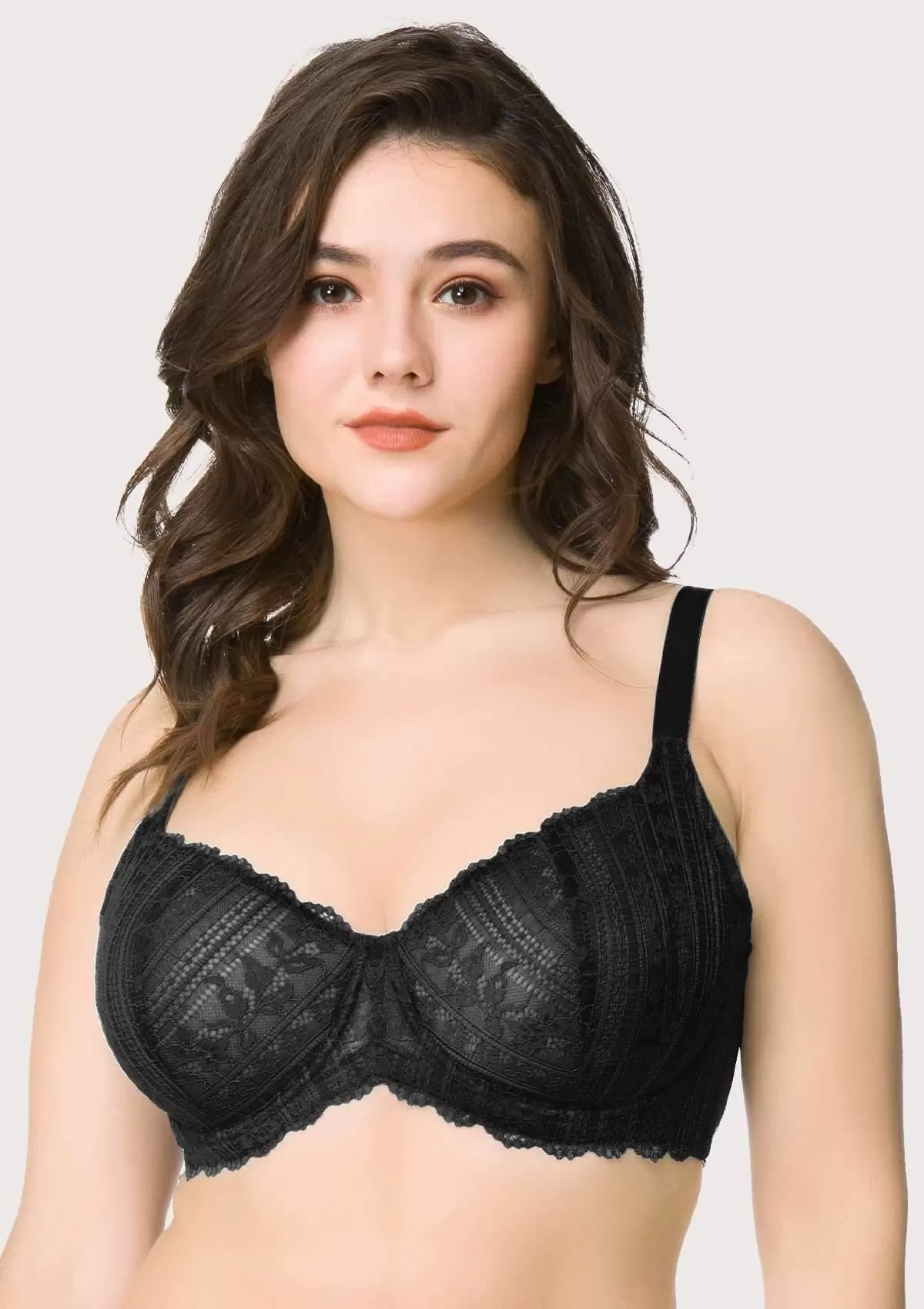 Begonia Black Vertical Lace Minimizer Bra