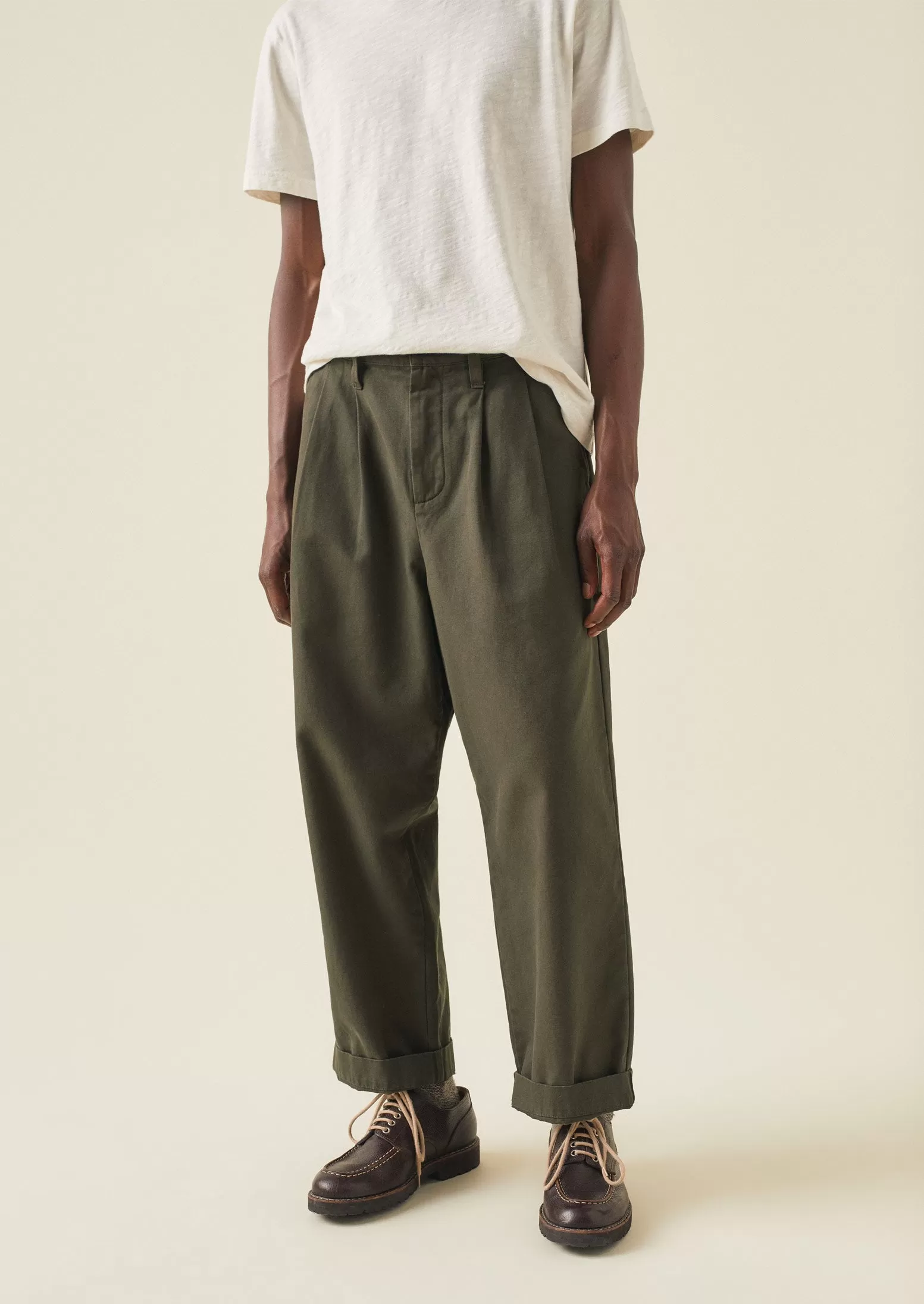 Bill Cotton Wide Leg Pants | Dark Olive