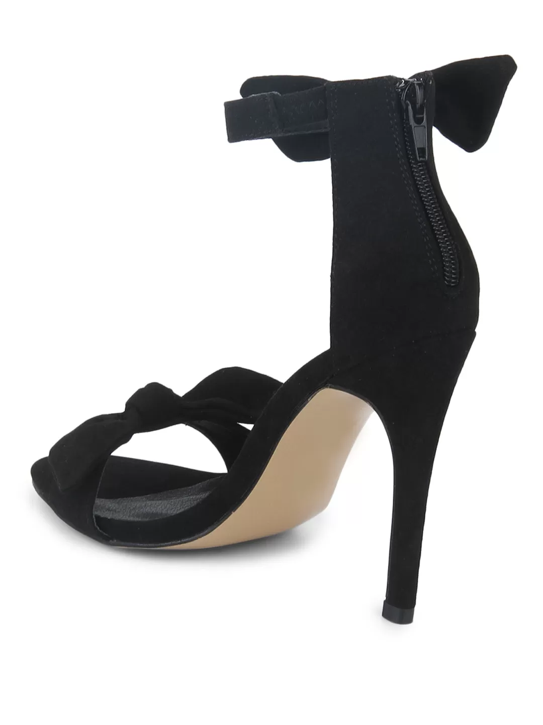 Black Bow Ankle Strap Stilettos