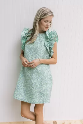 Blue and Green Textured Dress