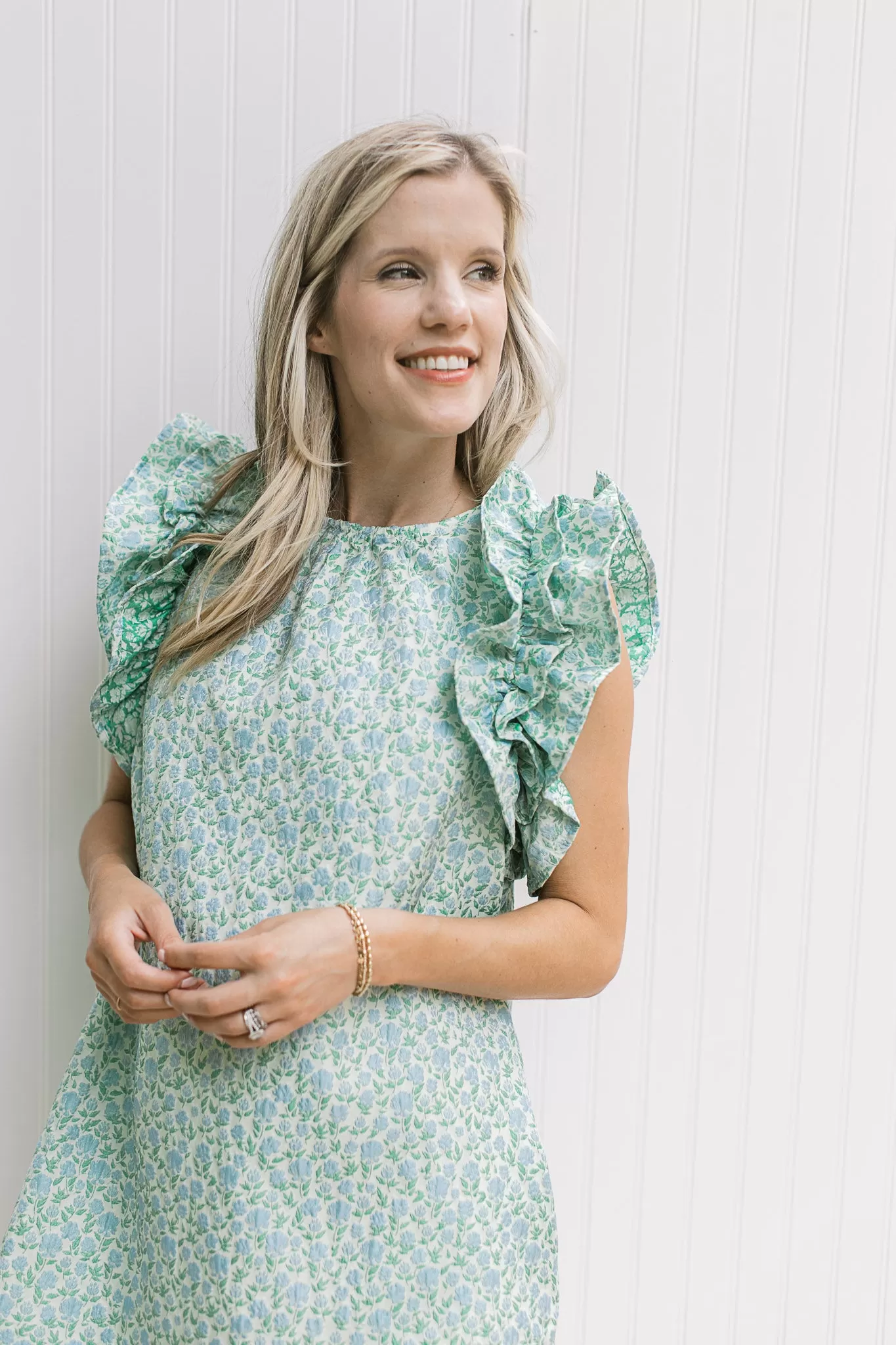 Blue and Green Textured Dress