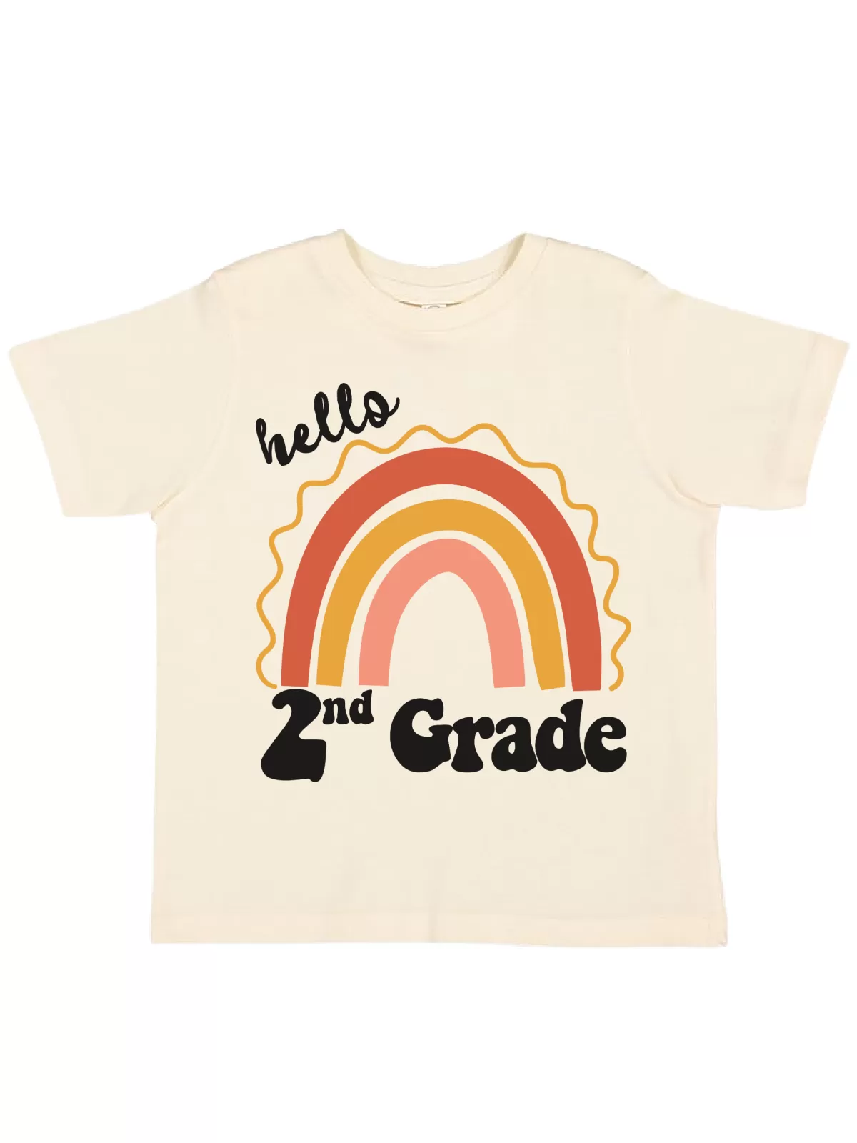 Boho Rainbow Kids Back to School Shirt - Natural