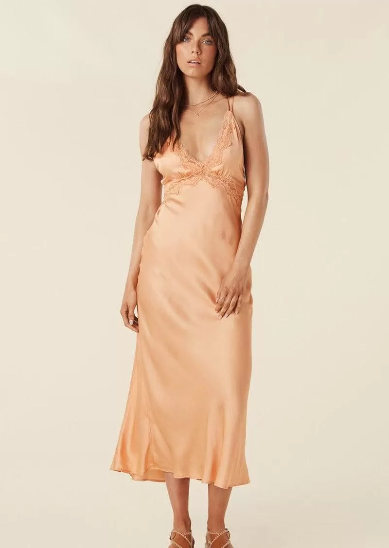 Boudoir Slip Dress in Coral Gold