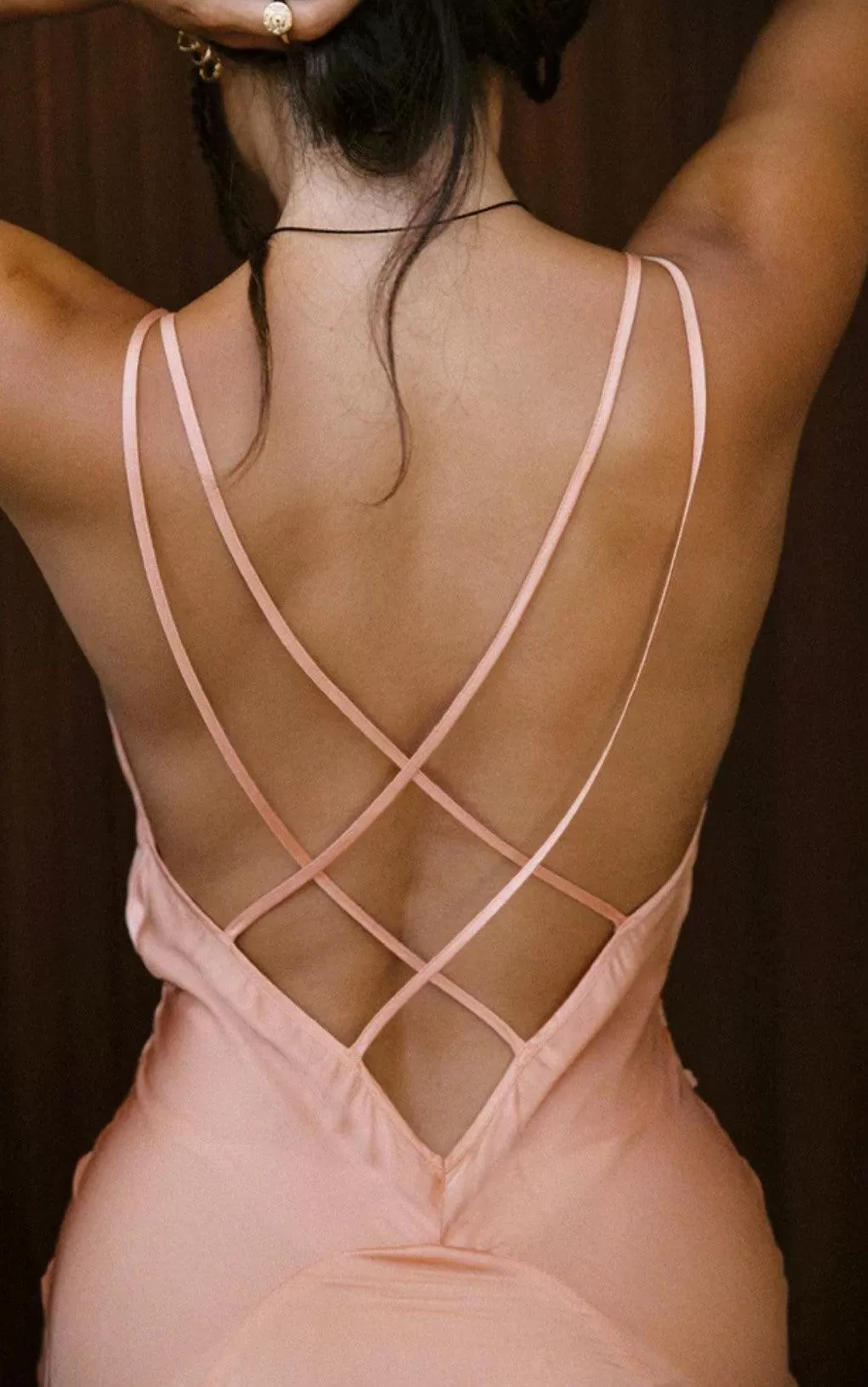 Boudoir Slip Dress in Coral Gold