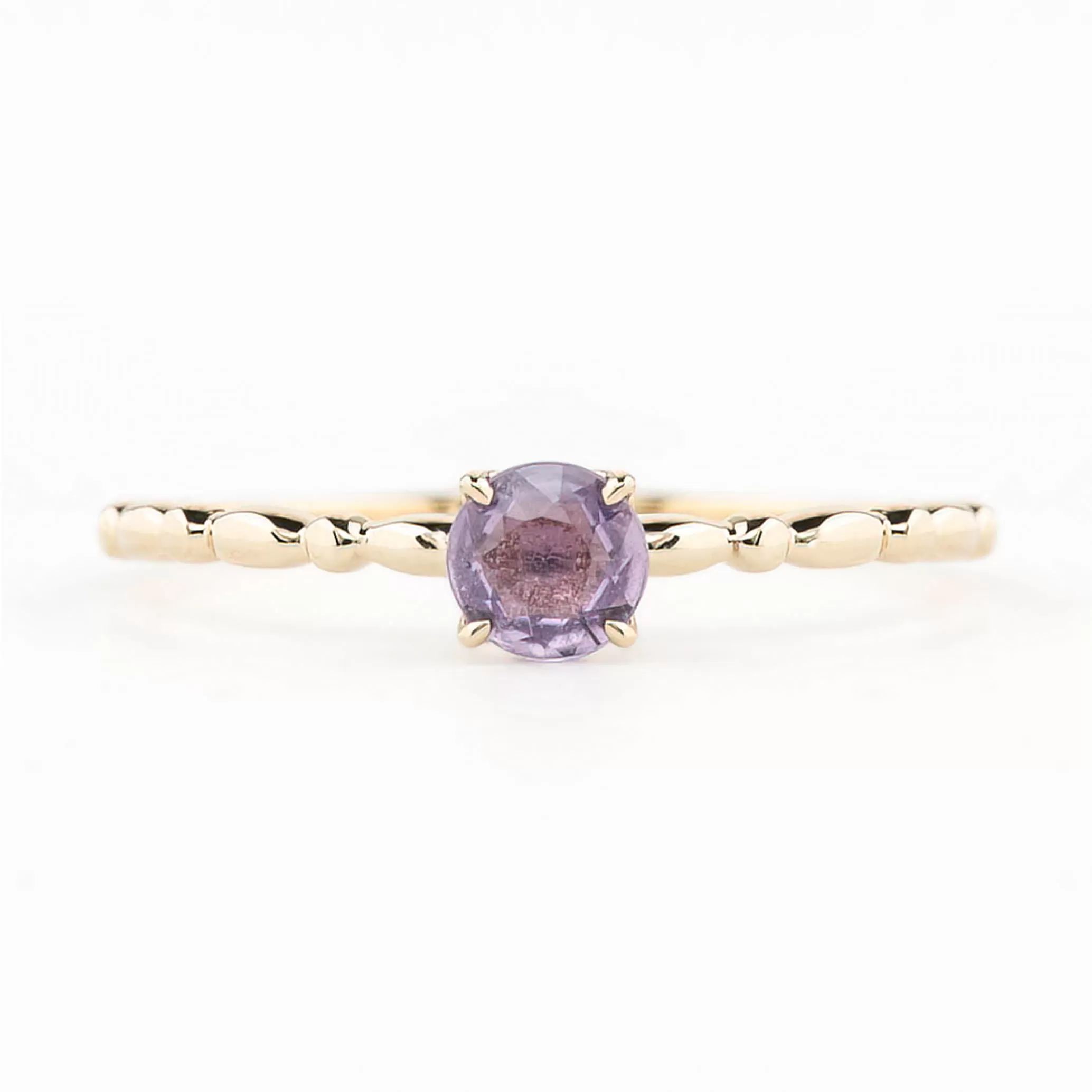 Candy Ring 4.5mm 0.40ct Purple Unheated Madagascar Sapphire 14K Yellow Gold