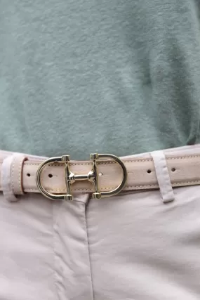 Ceinture Ambre mors de cheval en veau velours - Beige