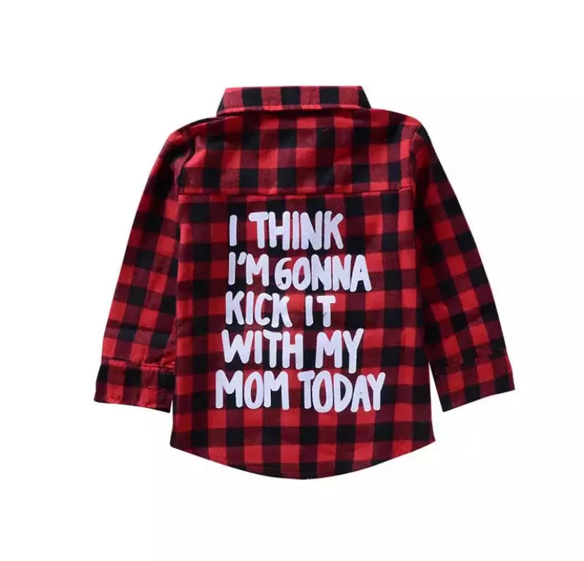 CHECKERED LETTER BUTTON-UP