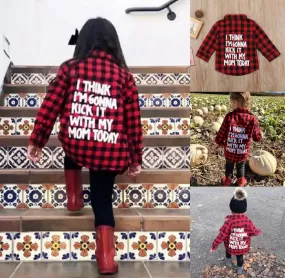 CHECKERED LETTER BUTTON-UP